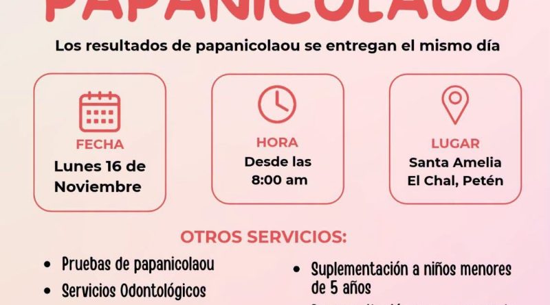 ¡JORNADA DE PAPANICOLAOU EN SANTA AMELIA, EL CHAL! ¡JORNADA DE PAPANICOLAOU EN SANTA AMELIA, EL CHAL!